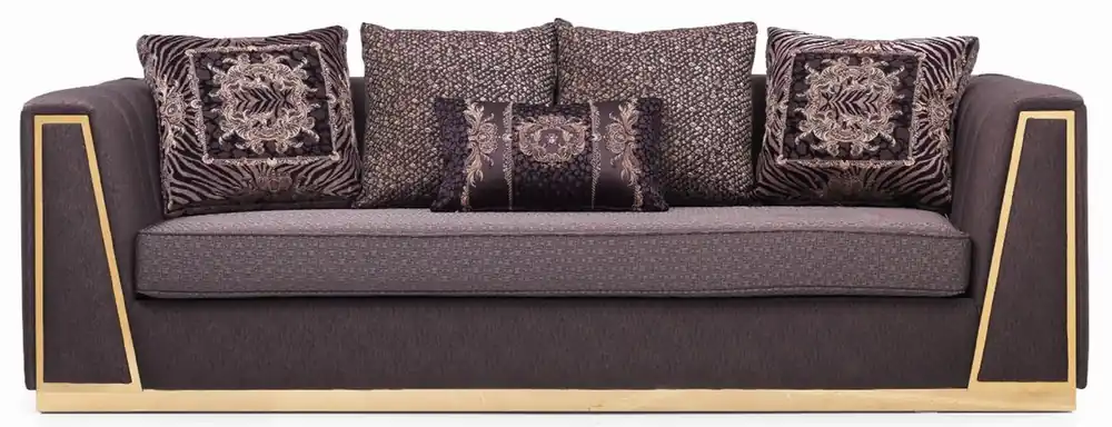 Kracherpreis Casa Padrino luxury living room sofa with decorative pillows purple / gold 240 x 92 x H. 78 cm - Luxury living room furniture