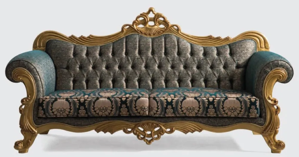 Finale Aktion Casa Padrino luxury baroque sofa green / gold 240 x 90 x H. 125 cm - Handmade living room sofa with elegant pattern - Baroque living room furniture - Noble & Magnificent
