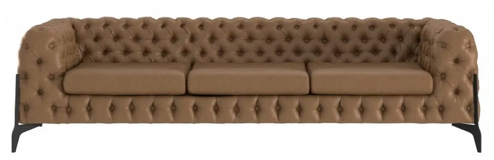 Casa Padrino Luxury Chesterfield Leather Sofa Brown / Black 269 x 91 x H. 62 cm - Living Room Sofa - Chesterfield Living Room Furniture Markenware