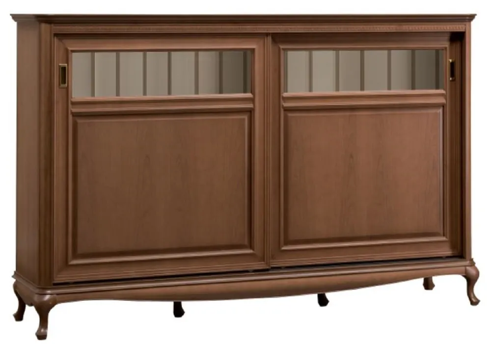 Casa Padrino luxury art nouveau sideboard brown / cream 191.7 x 45.6 x H. 122.3 cm - Solid wood cabinet with 2 sliding doors - Living room cabinet - Office Cabinet - Baroque & Art Nouveau Furniture Meistverkauft
