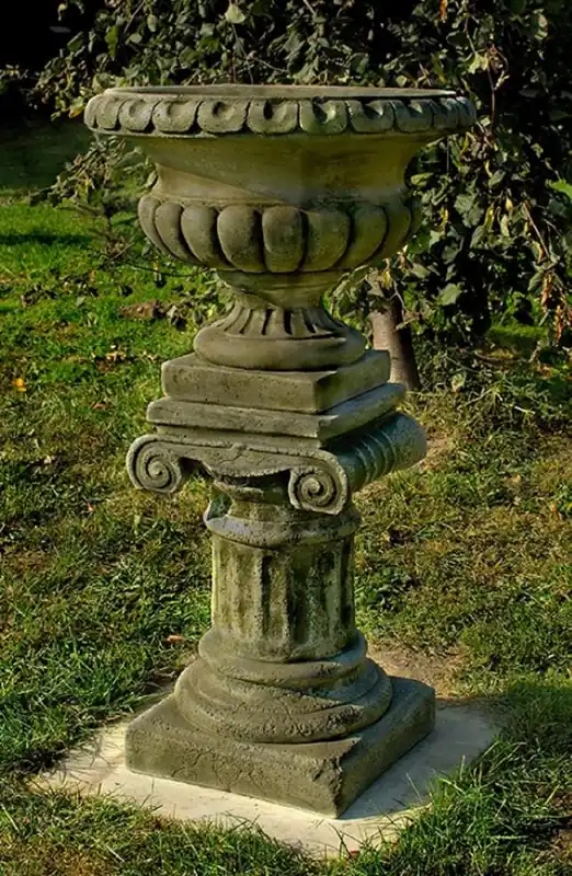 Sale Casa Padrino baroque flower pot with column gray Ø 55 x H. 99 cm - Magnificent plant pot with garden column in baroque style - Baroque garden decoration accessories