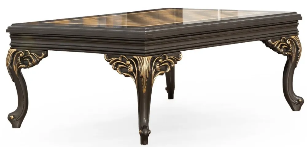 Günstig Casa Padrino luxury baroque coffee table gray / gold 110 x 84 x H. 48 cm - Magnificent handcrafted living room table in baroque style - Baroque Furniture