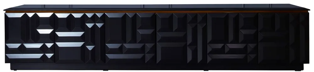 Casa Padrino luxury TV cabinet matt black / gold 270 x 45 x H. 45 cm - Noble solid wood sideboard with 6 doors - Luxury Furniture - Luxury Quality Aktuell