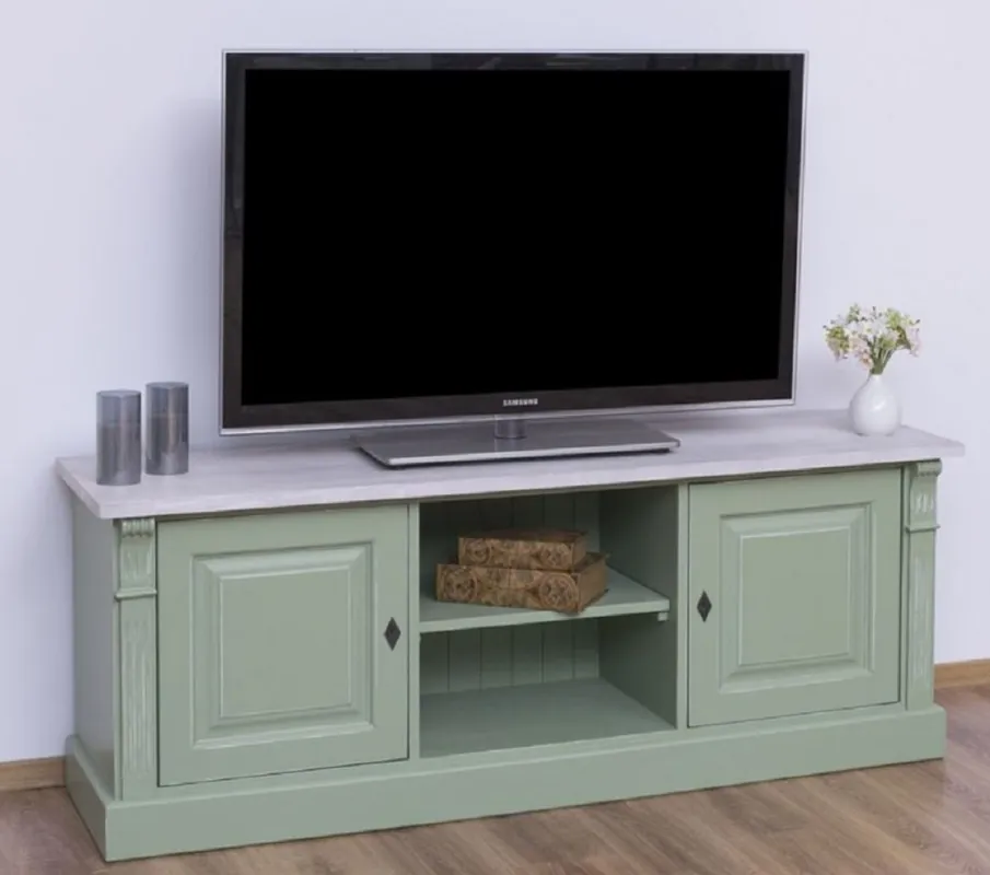 Bestpreis Casa Padrino country style TV cabinet green / gray 160 x 46 x H. 60 cm - Solid wood sideboard - Country style living room furniture