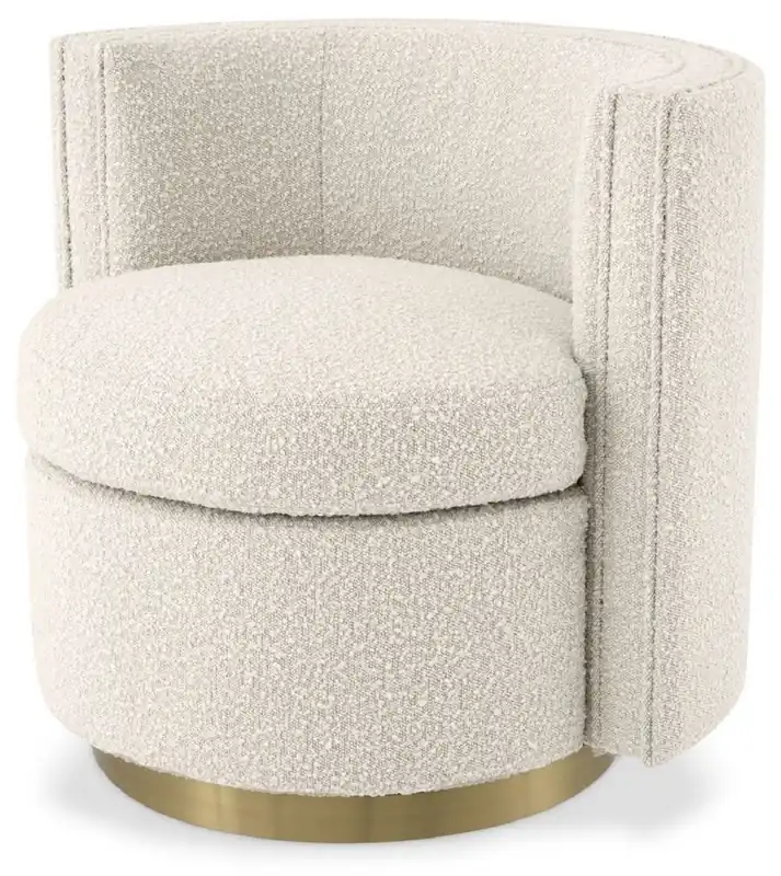 Casa Padrino luxury swivel armchair cream / matt gold 80 x 73 x H. 71.5 cm - Upholstered living room armchair with fine velvet - Luxury Furniture Saisonangebot