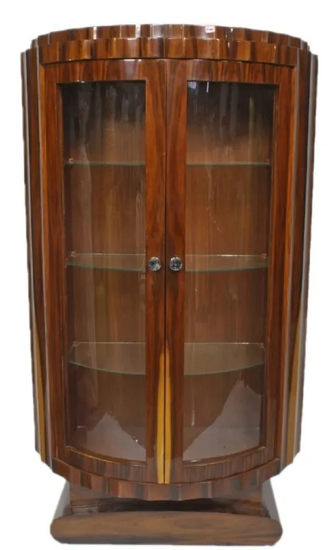 Kracherpreis Casa Padrino Art Deco Showcase Brown 100 x 45 x H. 165 cm - Mahogany Display Cabinet with 2 Glass Doors - Art Deco Living Room Furniture