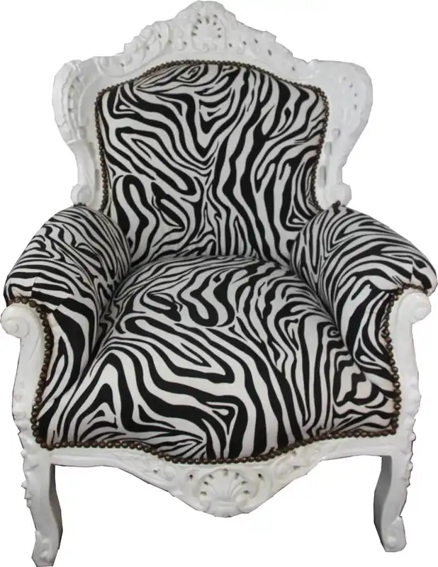 Preiswert Casa Padrino Baroque Armchair King Zebra / White - Antique Style Furniture Black White