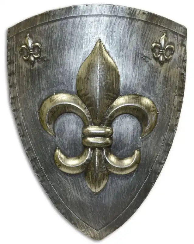 Casa Padrino iron knight shield with decorative french lily antique silver / gold 54 x H. 71 cm - Medieval Decoration - Wall Decoration Jetzt Bestellen