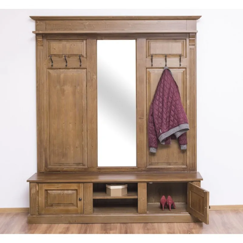 Bestpreis Casa Padrino Country style wardrobe wood color 180 x 41 x h. 210 cm - solid wood wardrobe with mirror - country style wardrobe furniture