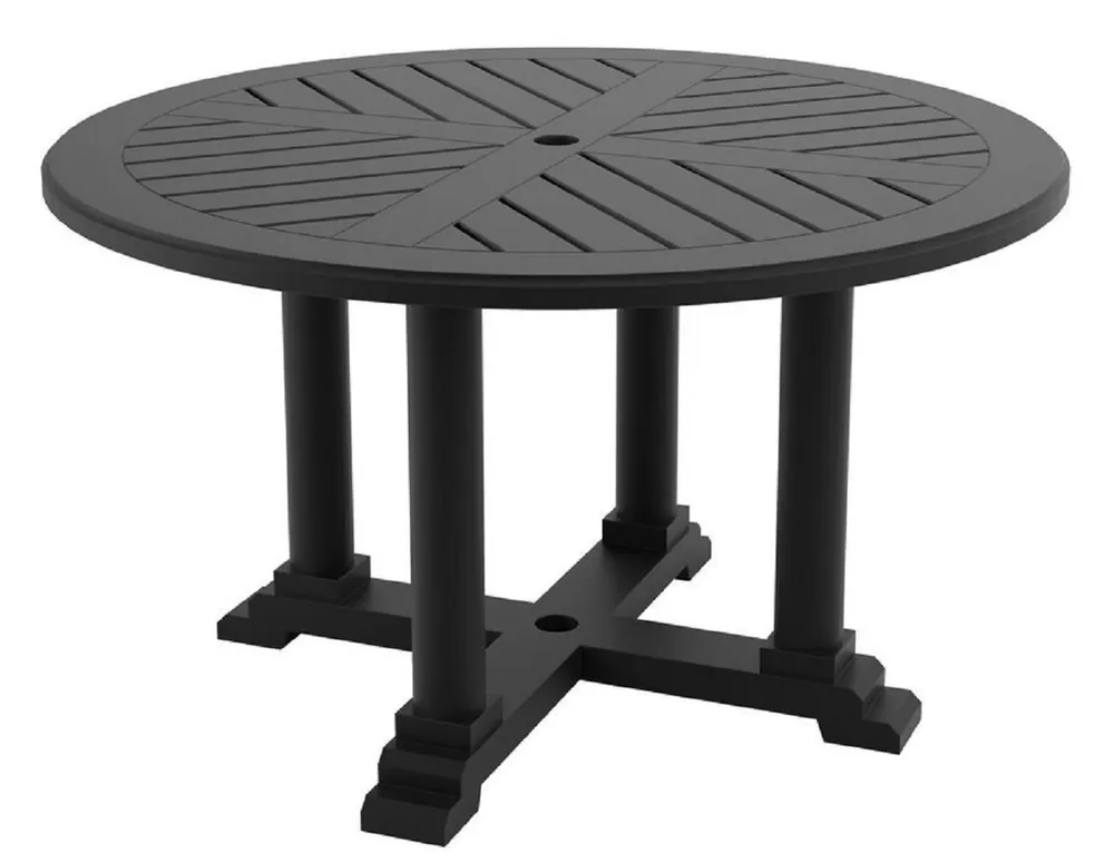 Schnäppchen Casa Padrino luxury dining table matt black Ø 130 x H. 75 cm - Round Kitchen Table Made of High Quality Durable Aluminum - Garden Table