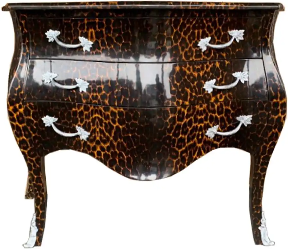 Top-Seller Casa Padrino Baroque chest of drawers in leopard / silver with 3 drawers - antique furniture style