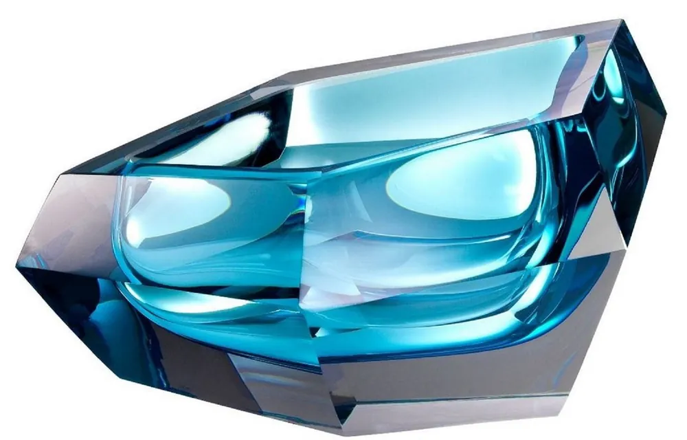 Online Kaufen Casa Padrino Luxury Crystal Glass Bowl Blue 22 x 14 x H. 10.5 cm - Designer Deco Bowl - Decorative Accessories
