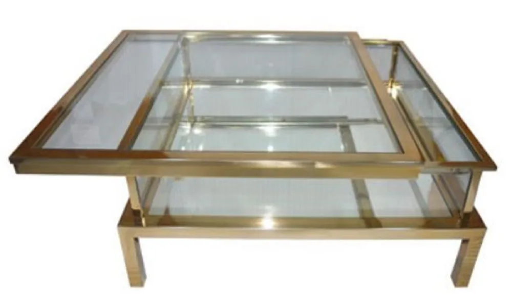 Nur Heute Casa Padrino luxury stainless steel coffee table gold 100 x 100 x H. 40 cm - Square Coffee Table with Glass Top - Living Room Furniture
