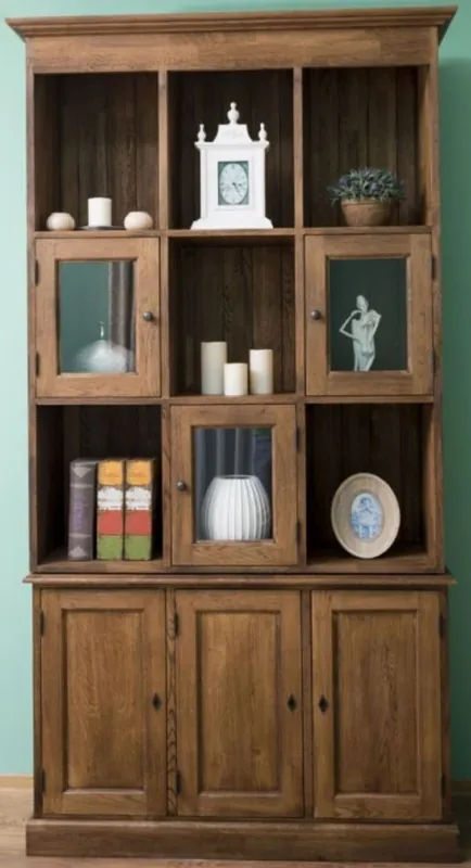 Zertifiziert Casa Padrino country style brown cabinet 130 x 50 x H. 240 cm - Solid Wood Living Room Cabinet with 6 Doors - Country Style Living Room Furniture
