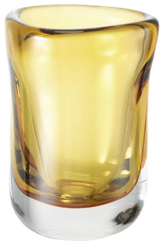 Casa Padrino luxury decorative glass vase yellow Ø 12 x H. 17 cm - Hand Blown Flower Vase - Luxury Decoration Accessories Sonderangebot