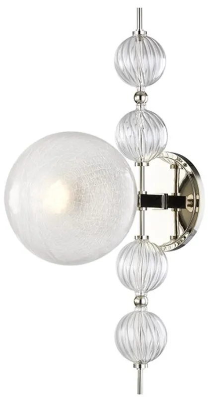Sale Casa Padrino luxury wall lamp silver 19 x 29 x H. 56 cm - Modern Metal Wall Light with Corrugated Spiral Hollow Glass Balls and Spherical Glass Lampshade