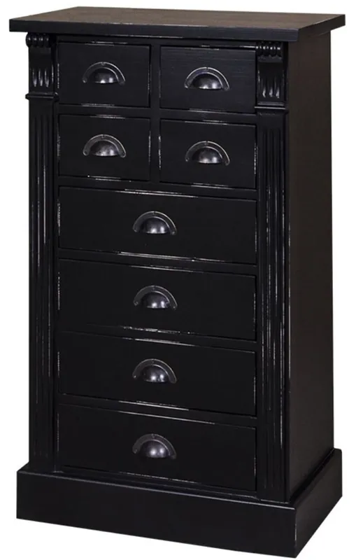 Casa Padrino country style solid wood chest of drawers with 8 drawers antique black 60 x 36 x H. 100 cm - Country Style Furniture Saisonangebot