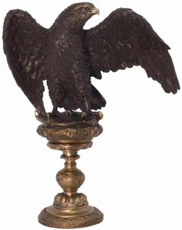 Bestpreis Casa Padrino Art Deco bronze sculpture eagle on base black / gray 34 x 22 x H. 37.7 cm - bronze figure - decoration figure - Decoration Accessories
