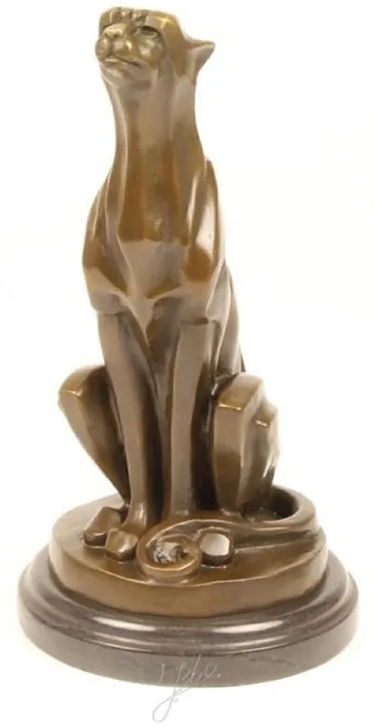 Casa Padrino Art Deco bronze sculpture with cheetah sitting bronze / gold / black 15.8 x 16.7 x H. 29.7 cm - Bronze Figure - Animal Figure - Decorative Accessories Bestseller