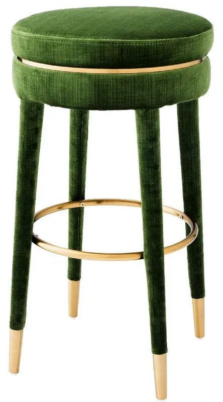 Beliebt Casa Padrino luxury bar stool green / brass Ø 41 x H. 78 cm - Round Velvet Stool - Luxury Furniture