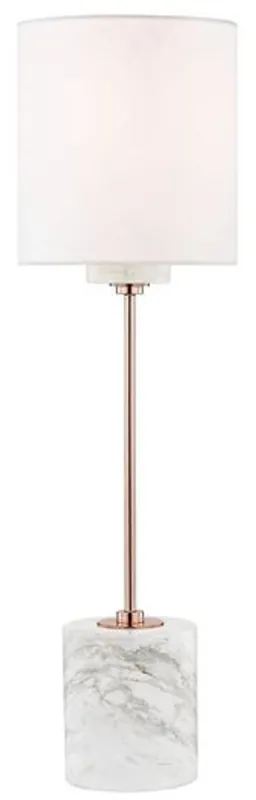 Nur Heute Casa Padrino luxury table lamp copper / white Ø 15.9 x H. 55.9 cm - Modern round table lamp with lampshade made of faux silk and marble base