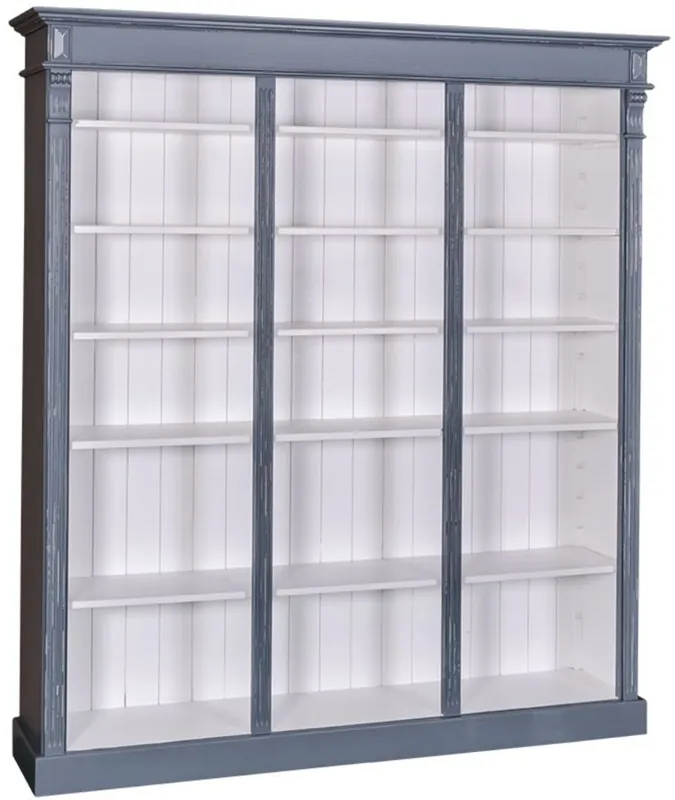 Casa Padrino Country Style Bookcase Antique Blue / White 180 x 39 x H. 197 cm - Solid Wood Cabinet - Shelving Cabinet - Living Room Cabinet - Country Style Furniture Finale Aktion