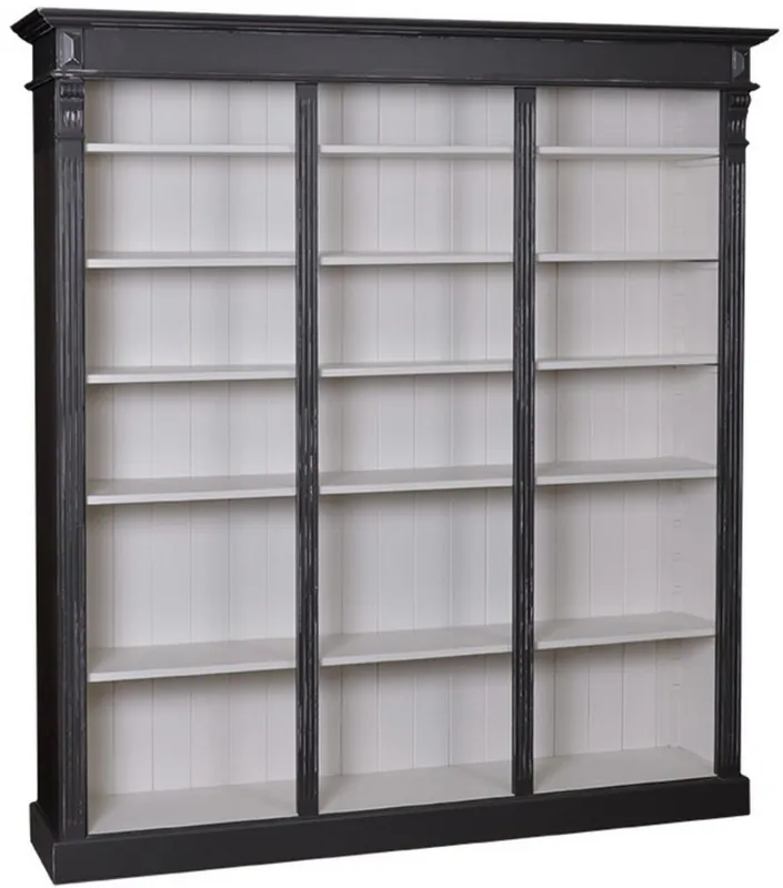 Casa Padrino Country Style Bookcase Antique Black / Light Gray 180 x 39 x H. 197 cm - Solid Wood Cabinet - Shelving Cabinet - Living Room Cabinet - Country Style Furniture Top-Angebot