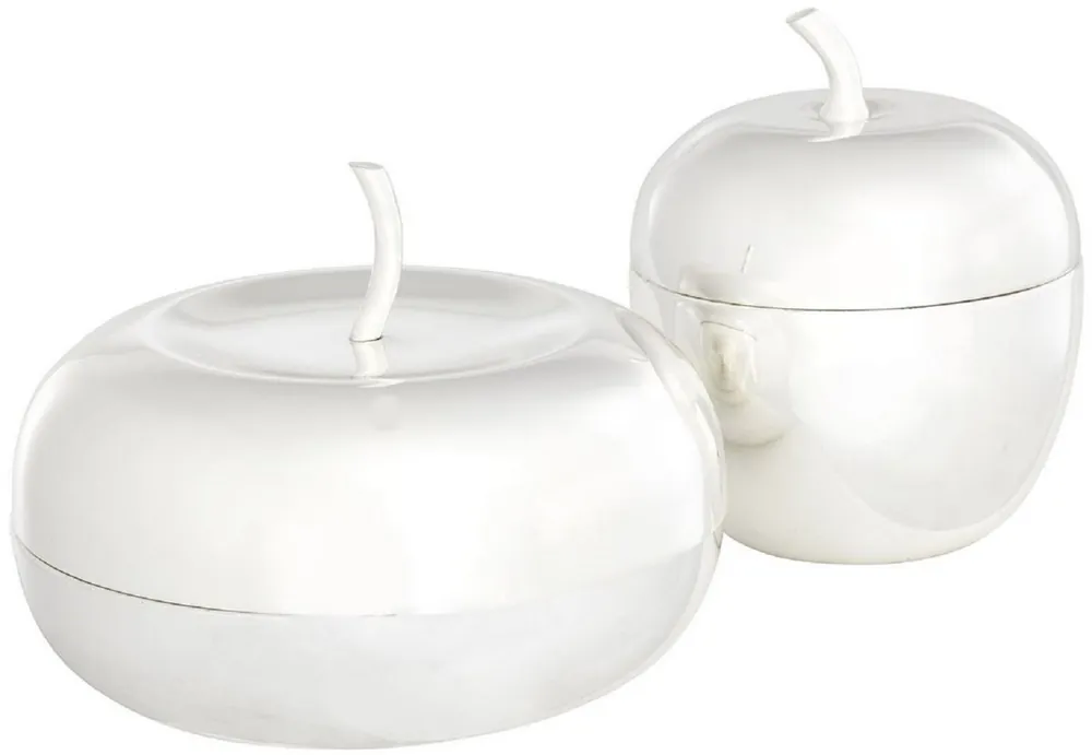 Casa Padrino Luxury Storage Boxes Set with Lid in Apple Shape Silver - Luxury Decoration Accessories Neue Ware