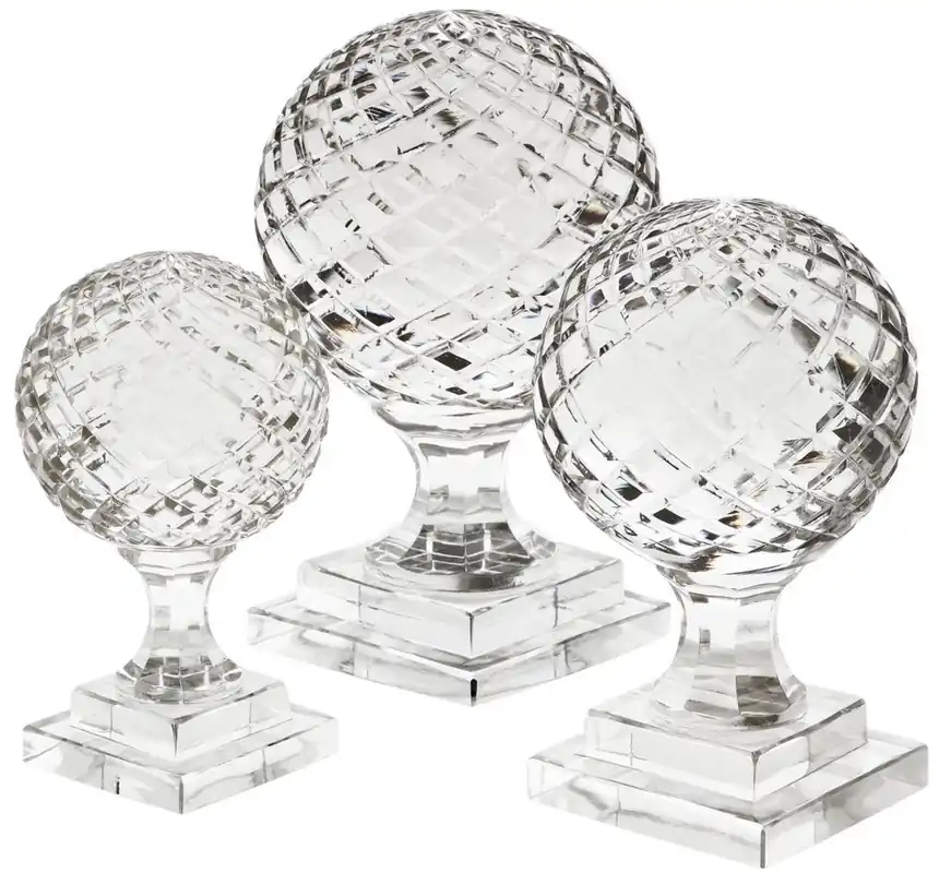 Mega-Angebot Casa Padrino Luxury Decoration Glass Balls Set - 3 Balls with Base - Desk Decoration - Living Room Decoration - Luxury Collection