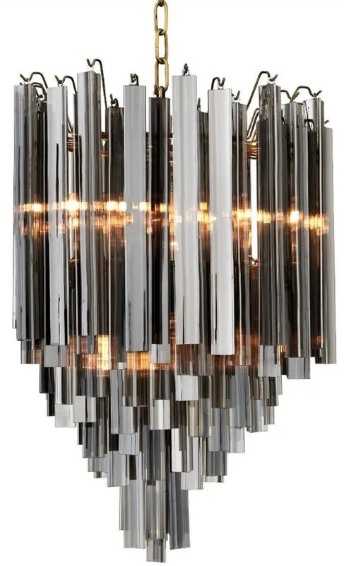 Begrenztes Angebot Casa Padrino Luxury Art Deco Chandelier Gray / Brass Ø 42 x H. 61.5 cm - Hotel & Restaurant Chandelier