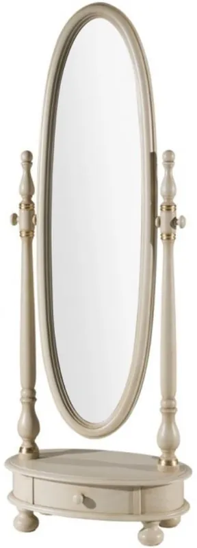 Online Kaufen Casa Padrino luxury baroque standing mirror ivory / gold 62 x 37 x H. 169 cm - Oval bedroom mirror with drawer - Luxury Quality - Made in Italy