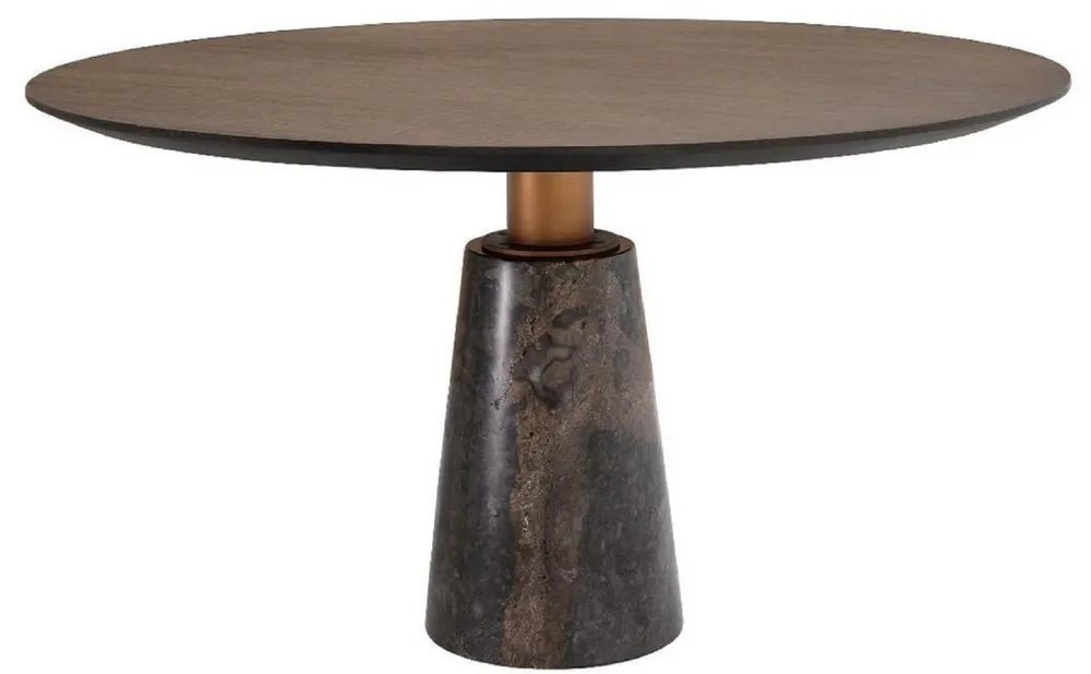 Casa Padrino luxury dining table gray Ø 132 x H. 76 cm - Round marble kitchen table - Luxury Dining Room Furniture Letzte Chance