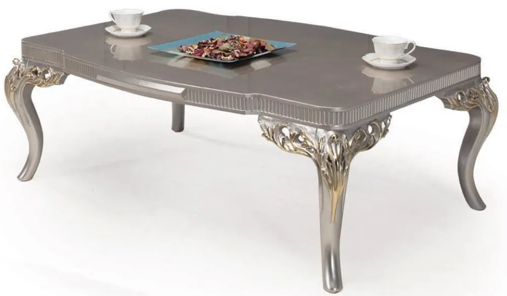 Casa Padrino luxury baroque coffee table silver / gold 120 x 86 x H. 45 cm - Ornate living room table in baroque style - Baroque Furniture Nur Für Kurze Zeit