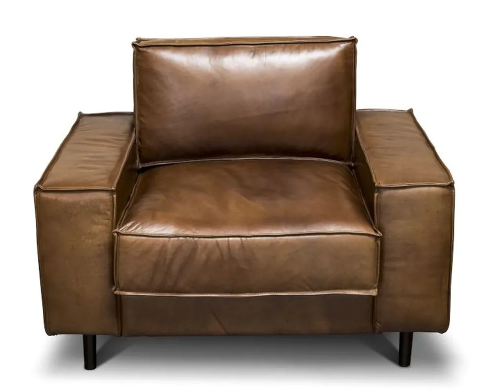 Zertifiziert Casa Padrino luxury real leather lounge chair vintage leather brown - luxury living room armchair furniture buffalo leather