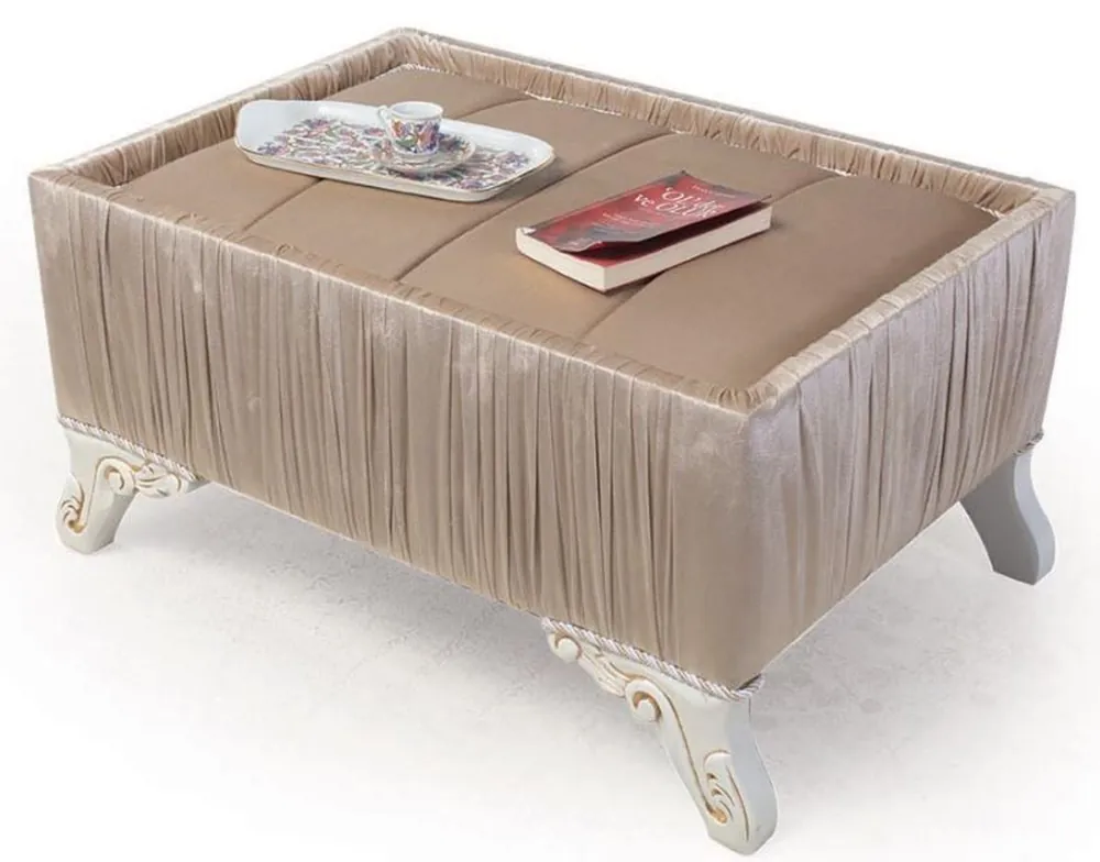 Heißes Angebot Casa Padrino luxury baroque side table beige / white / gold 91 x 63 x H. 42 cm - Baroque Living Room Furniture