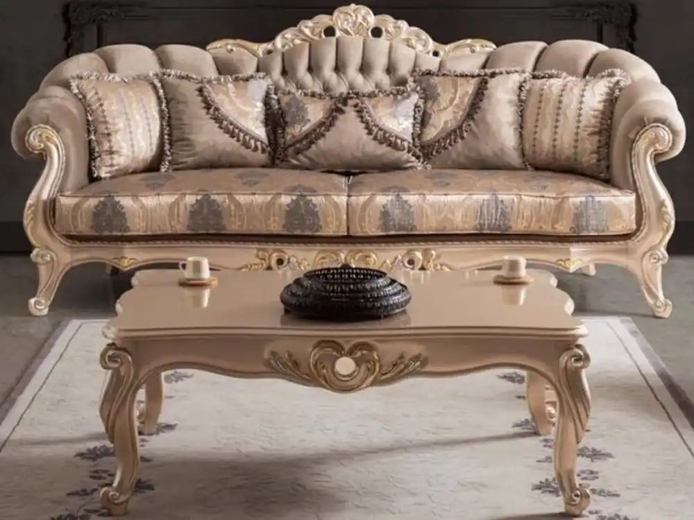 Online Kaufen Casa Padrino luxury baroque living room sofa with cushions taupe / bronze / gold 243 x 89 x H. 106 cm - Baroque Furniture