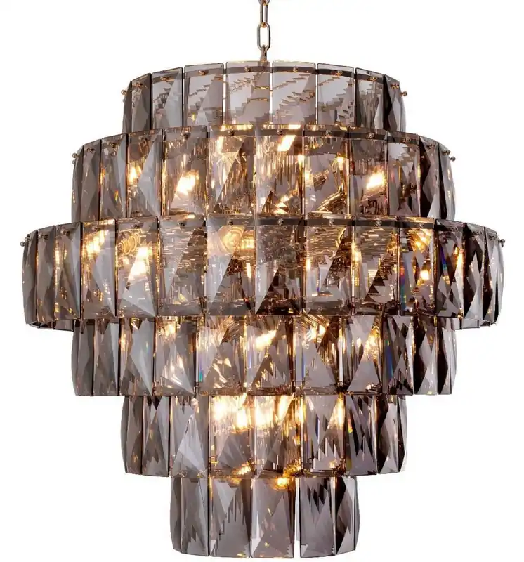 Garantierte Lieferung Casa Padrino luxury chandelier gray / silver Ø 80 x H. 80 cm - Modern round crystal glass chandelier - Luxury Quality