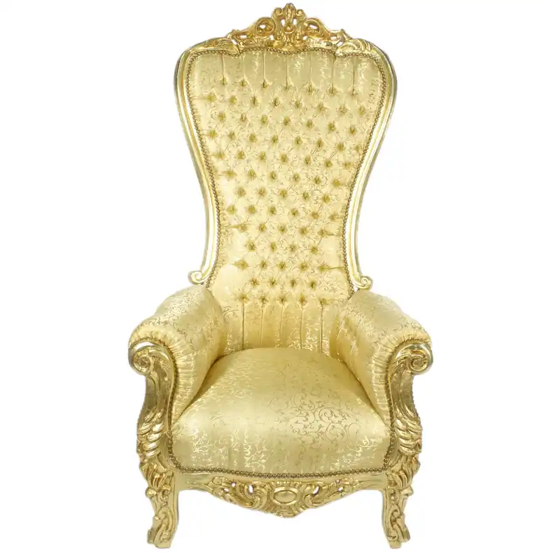 Casa Padrino Baroque Throne Armchair Majestic Gold Pattern / Gold - Giant Armchair -Thron Chair Tron Aktuell