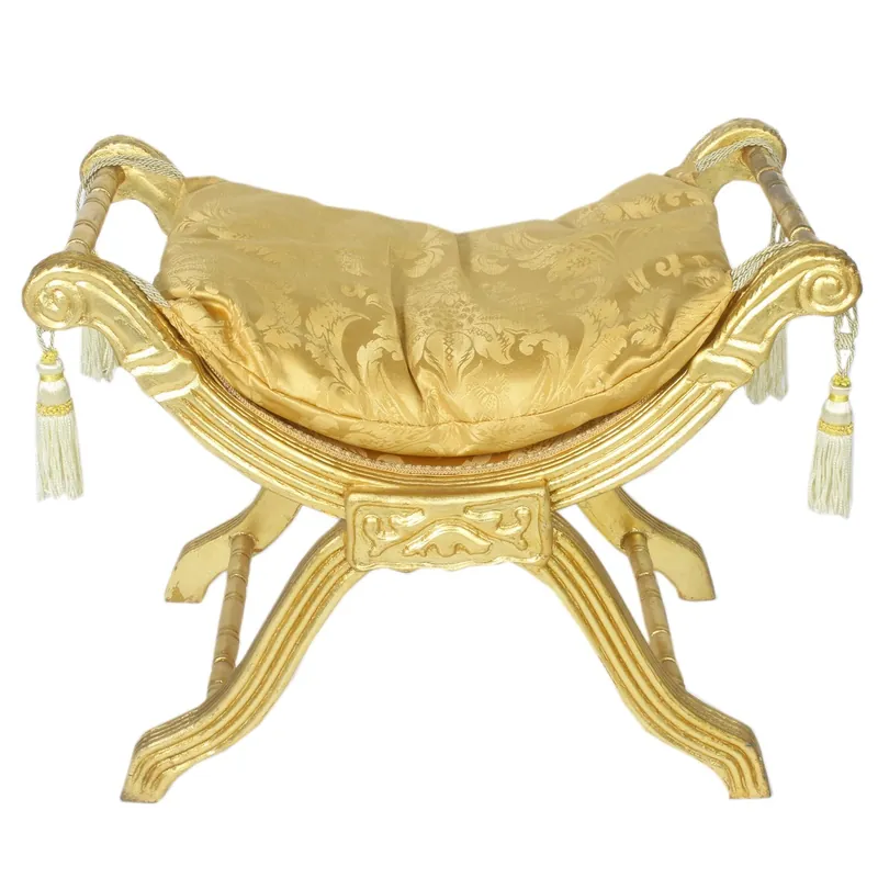 Casa Padrino baroque stool - cross stool gold pattern / gold - antique furniture Sichere Zahlung