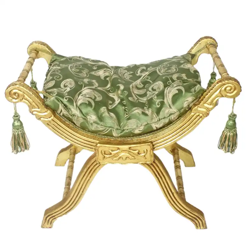 Sofort Bestellen Casa Padrino baroque stool - cross stool green pattern / gold - antique furniture