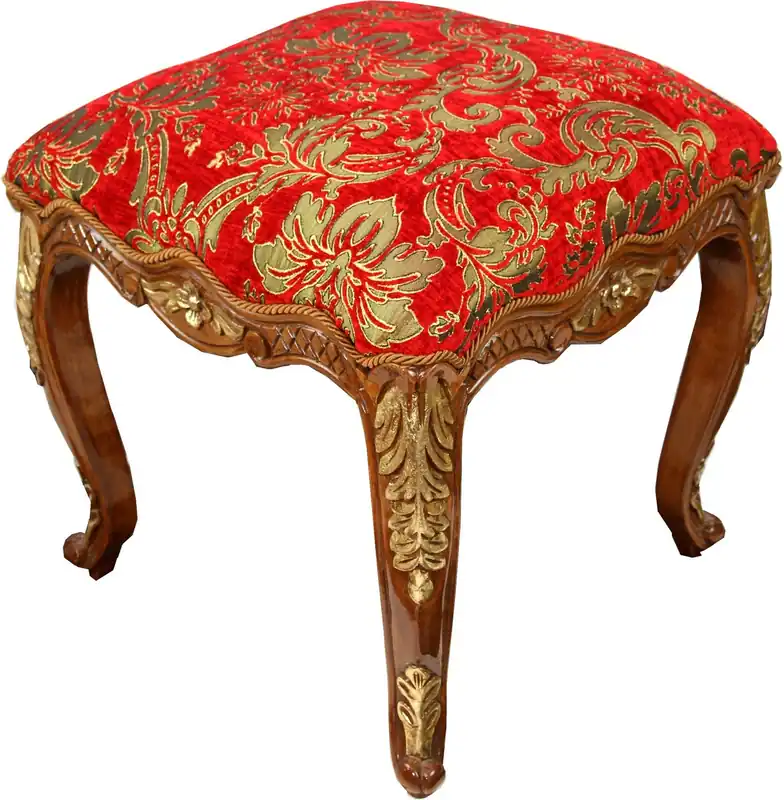 Schnäppchen Pompöös by Casa Padrino luxury baroque stool angular red pattern / brown gold - pompööser baroque stool designed by Harald Glööckler