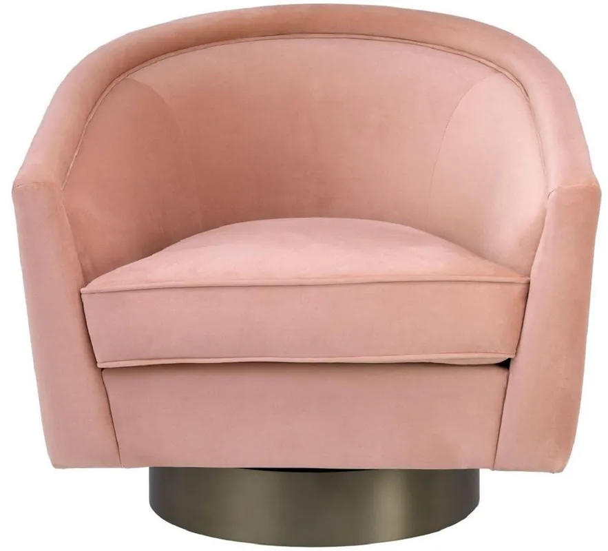 Casa Padrino luxury swivel armchair pink / matt gold 85 x 76 x H. 76 cm - Living Room Armchair - Living Room Furniture Direkt Vom Hersteller