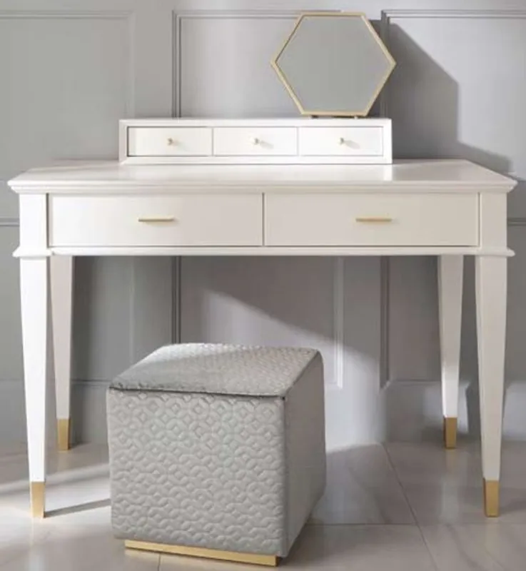Billig Casa Padrino luxury neoclassical dressing table with 5 drawers white / gold 120 x 50 x H. 81 cm - Art Deco Furniture