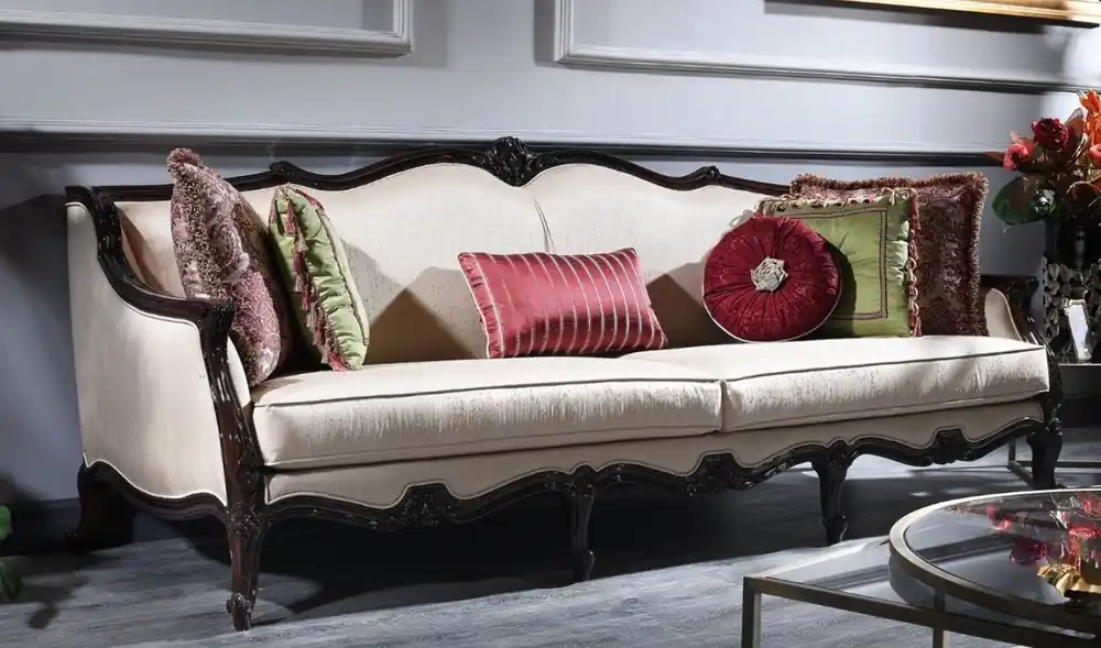Neue Kollektion Casa Padrino luxury baroque sofa cream / brown 260 x 90 x H. 95 cm - Living room sofa in baroque style - Baroque Furniture