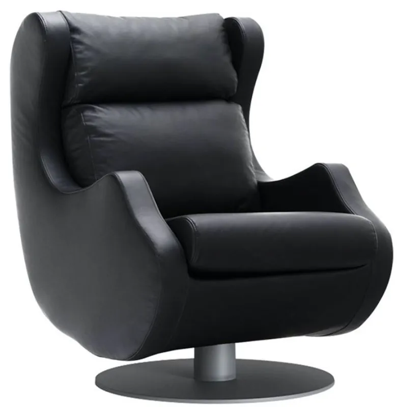 Casa Padrino luxury swivel armchair black / gray 72 x 82 x H. 96 cm - Relax Armchair - Leather Armchair - Luxury Furniture Preisreduziert