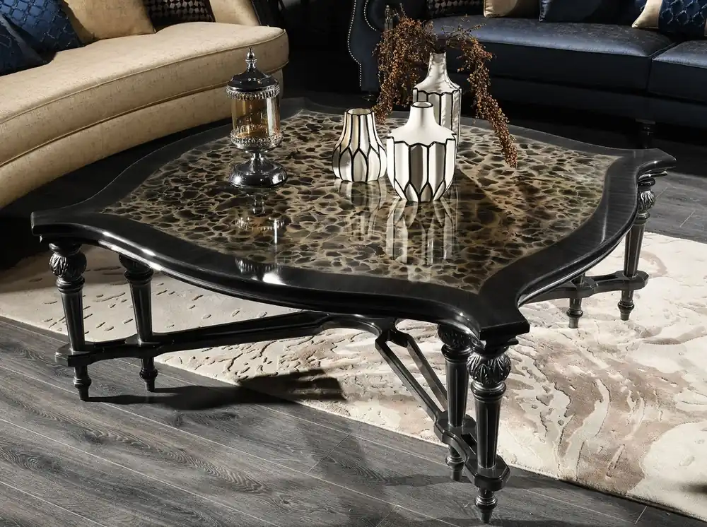 Markenprodukt Casa Padrino luxury baroque coffee table black / beige / silver 126 x 126 x H. 50 cm - Living Room Furniture in Baroque Style