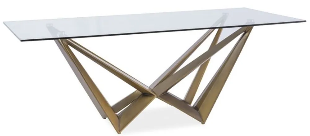 Zertifiziert Casa Padrino designer dining table with glass top brown 200 x 100 x H. 76 cm - Luxury Dining Room Furniture