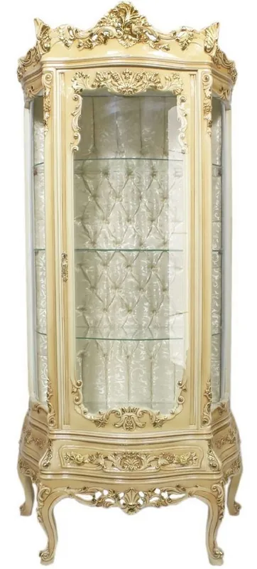 Casa Padrino baroque showcase cream 80 x 40 x H. 200 cm - Ornate baroque display cabinet with glass door and beautiful decorations - Baroque Furniture Super-Preis
