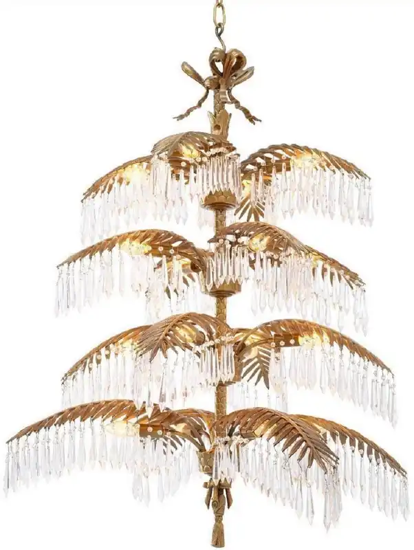 Casa Padrino luxury brass chandelier with crystal glass vintage brass 95 x 95 x H. 106 cm - Chandelier in palm design - Luxury Quality Expressversand