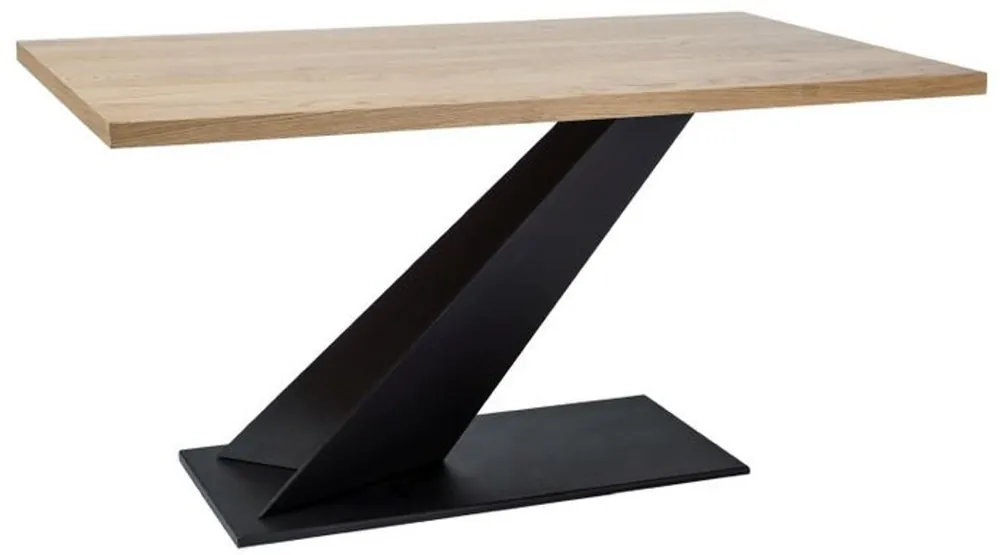 Markenware Casa Padrino designer solid wood dining table natural / black 150 x 90 x H. 78 cm - Kitchen table with solid oak table top - Dining Room Furniture